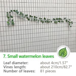FLEUR ARTIFICIELLE Décoration florale,Guirlande de feuilles de lierre artificielles suspendues en soie verte, 1 pièces, - Type Watermelon leaves 7