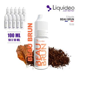 E-LIQUIDE SAVEUR BEAU BRUN 100ML EN 10MG DE NICOTINE - 10 X 10 ML - ELIQUIDE  MARQUE LIQUIDEO