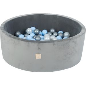 PISCINE À BALLES Piscine à Balles pour Bébé MISIOO - Velvet - 200 Balles - Gris clair - Blau Blanches Argentées