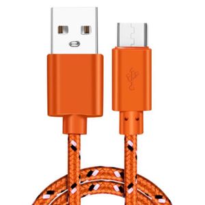 CÂBLE TÉLÉPHONE Chargeur pour Xiaomi Redmi A1 / A1+ / A2 Cable Micro USB Tressé Cordon Nylon Renforcé Orange 1m