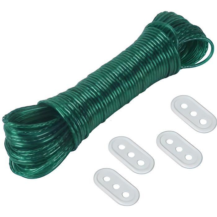 Fil Etendoir Linge Exterieur Solide Corde à Linge (Ame en Fil D'acier) avec  2 Crochets 10mm Épais Forte Capacité de[S256] - Cdiscount Maison
