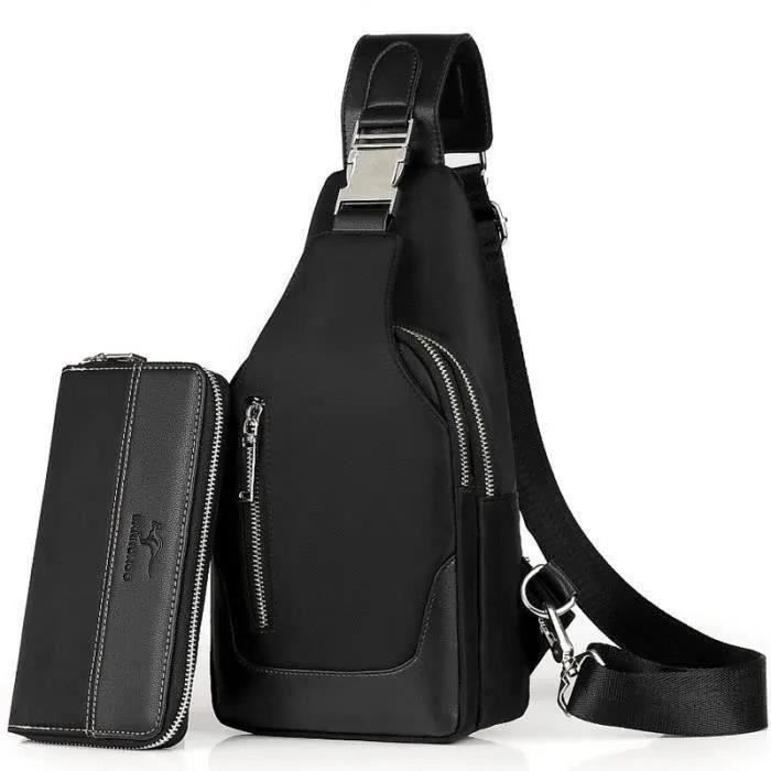 Sacoche holster cuir véritable sac de poitrine à bandoulière homme