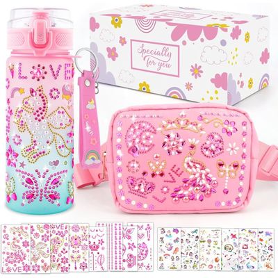 Kit Bouteille DIY Sirène – Gourde 600 Ml Avec Autocollants Diamant Et Dessins Animés, Pour Filles 4-12 Ans, Cadeau Anniversaire Créatif