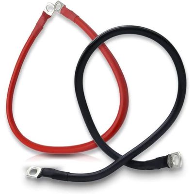 Lot De 2 Câbles Batterie 30cm - 6mm² Cuivre - Bornes Anneau M5 - Pour Voiture, Solaire, Camping-car
