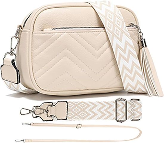Sac Bandoulière Beige Femme En Simili Cuir - Fermoir Quart De Tour, Taille Moyenne