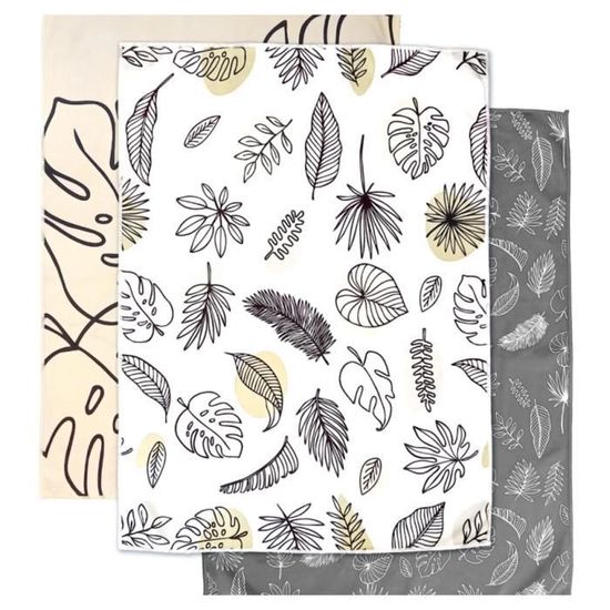 Lot De 3 Torchons De Cuisine En Microfibre VIVOTE - 40 X 60 Cm - Absorbants, Sans Traces - Motif Ananas Noir - 4