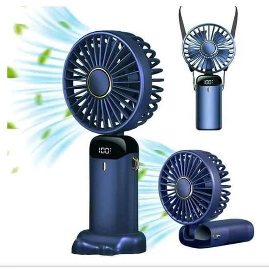 Ventilateur Portable Rechargeable - 3 Vitesses - 5000mAh - Affichage Numérique - Mini Ventilateur De Voyage