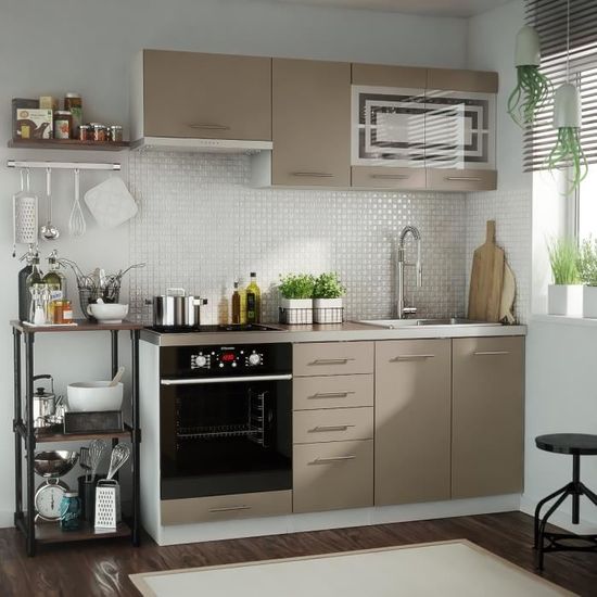 Cuisine Taupe Mat Giovanna 6 Elements 1m80 Dusine Achat Vente Cuisine Complete Cuisine Taupe Mat Giovanna 6 Elements 1m80 Dusine Cdiscount