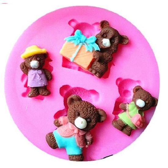 Moule Silicone 4 Nounours Moules A Gateau Pate A Sucre Etc Cdiscount Maison