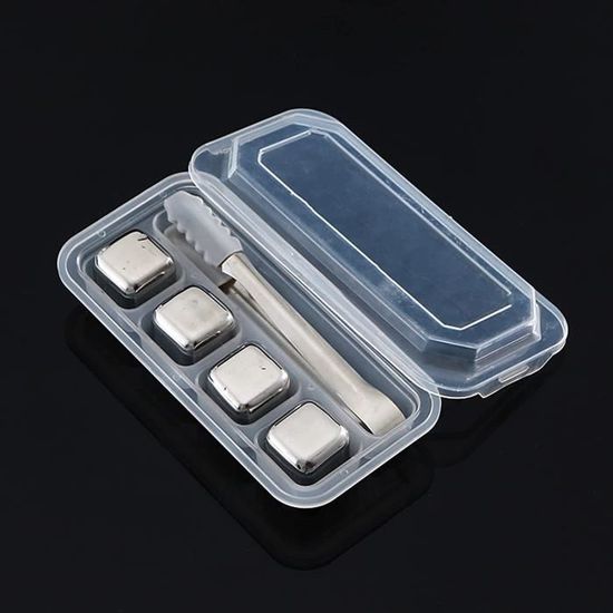 Glacons Réutilisables Acier Inoxydable - Lot De 8 Pierres à Whisky - Rafraîchit Sans Diluer - Cadeau
