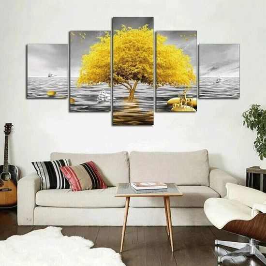 Tableau Toile Déco - Impression Bambou, Gouttes D'eau, Pierres Noires - 120 X 80 Cm - Sans Cadre