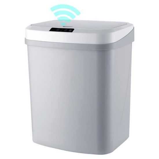 Poubelle Automatique Sans Contact 15L - Détecteur De Mouvement, Couvercle Silencieux, Design Compact Noir | Pour Salle De Bain, Cuisine, Bureau, Chambre