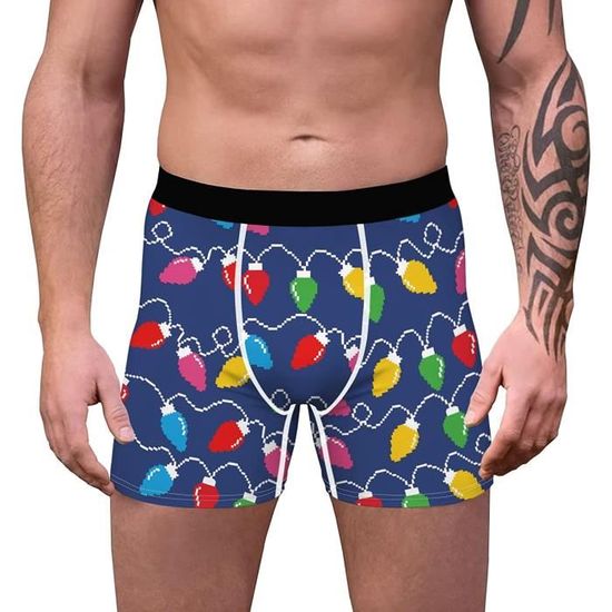 Boxer Homme Rouge - 100% Coton - Élastique Confort - Modèle Noël - Neuf Avec étiquettes