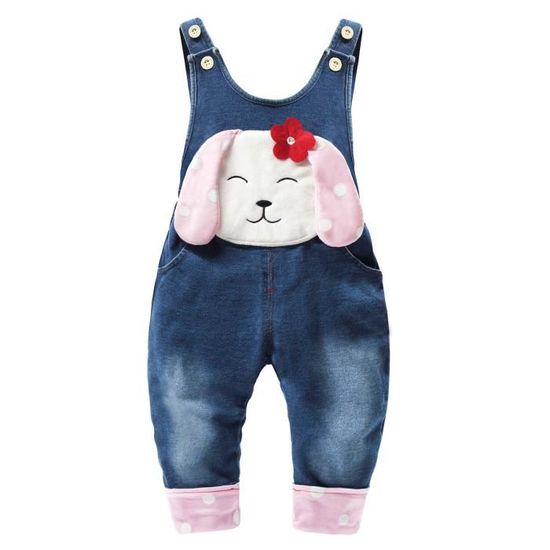 Salopette Jean Bébé Avec Animaux 3D - KidsCool Space - 98% Coton - Pour Tout-petits 6m-3ans