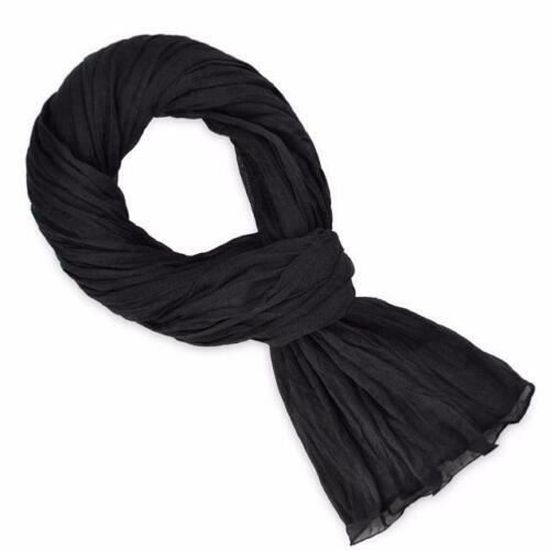 Grand Foulard Chèche Homme 180x80cm – Viscose Rayé Noir, Gris Et Blanc – Neuf Avec étiquette