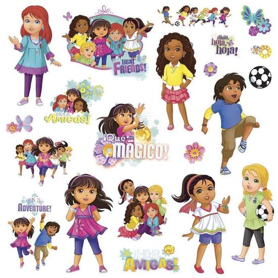 Autocollants Muraux Dora L'Exploratrice - Bordures Amovibles Pour Chambre Enfant