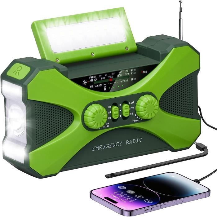 Radio Solare Di Emergenza 10000 MAh - AM/FM, Torcia, Power Bank - Per Campeggio E Emergenze - Foto 8