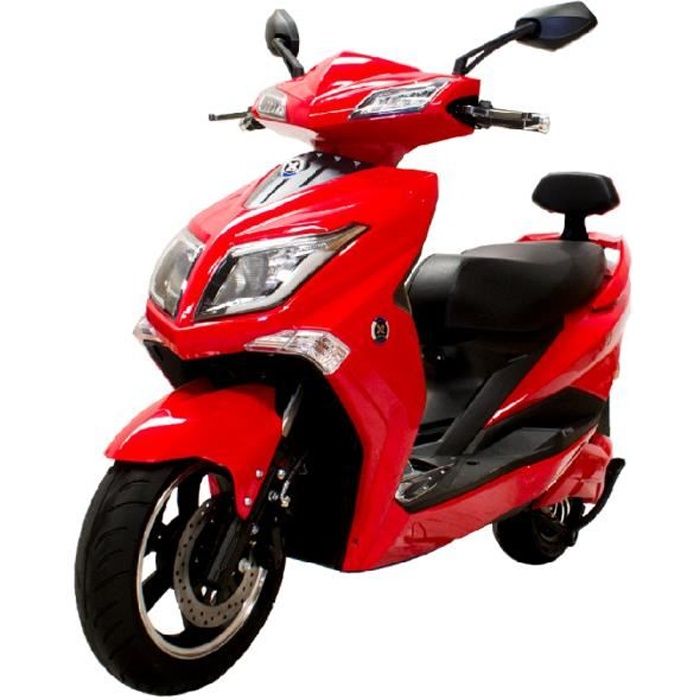SUNRA HAWK Scooter électrique 1800W-20Ah (allemand, batterie amovible 72V 20 AH, autonomie 65km, deux places) - Rouge Vif