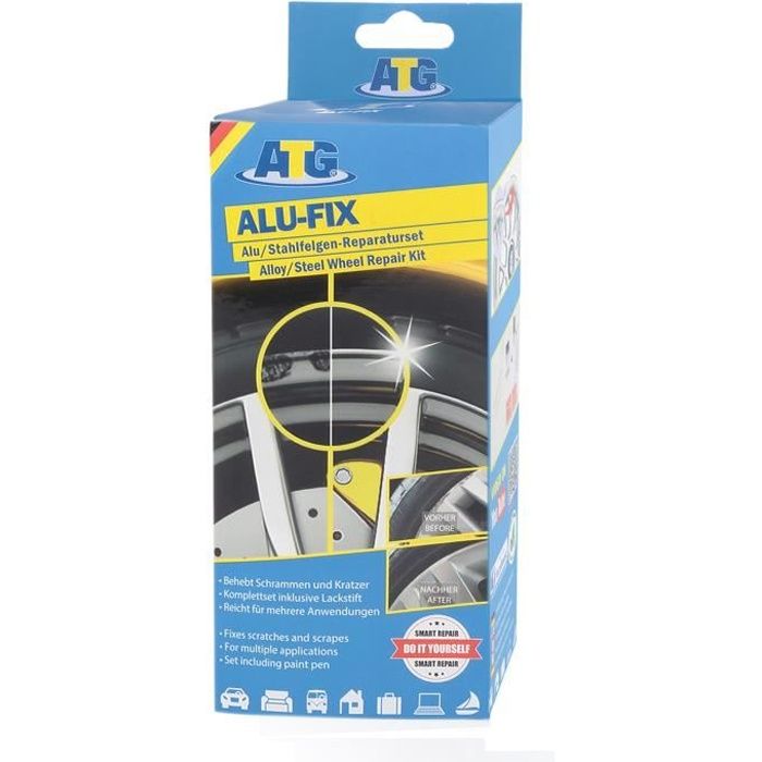 ALU-FIX Kit de réparation jantes alu Indépendamment de la Marque ou du Fabricant! Couleur argent alu métallique – 11 pièces