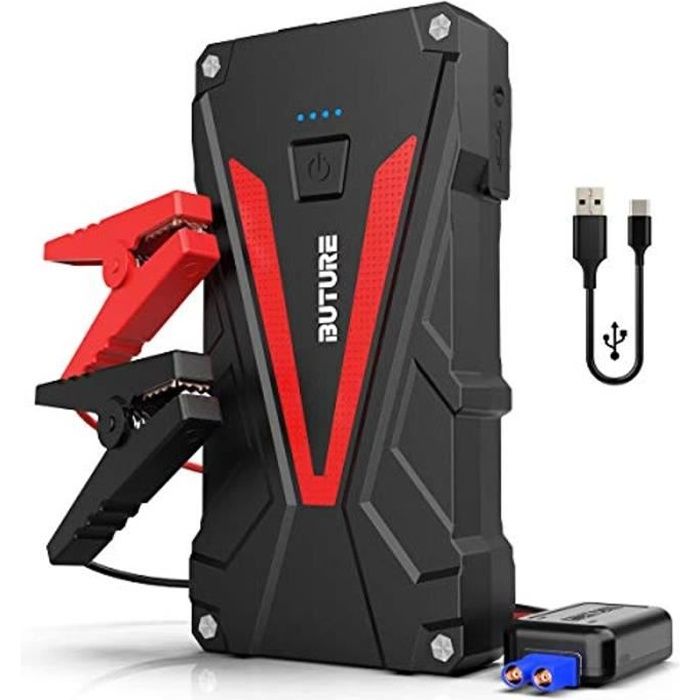 BuTure Booster Batterie - 800A 12800mAh Portable Jump Starter (Jusqu’à 6.0L Essence/5.0L Gazole) Démarrage de Voiture avec Pinces de