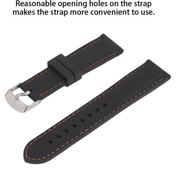 Bracelet de montre en silicone réglable Pièce de rechange de montre-bracelet (22 mm)-CWU