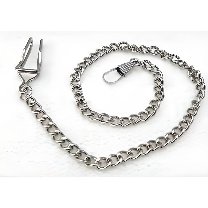 chaine pour montre à gousset argenté gris