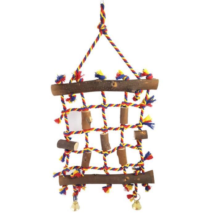 1 PC naturel créatif non toxique pratique bois perroquet escalade net ronger jouets oiseau fournitures stand JOUET