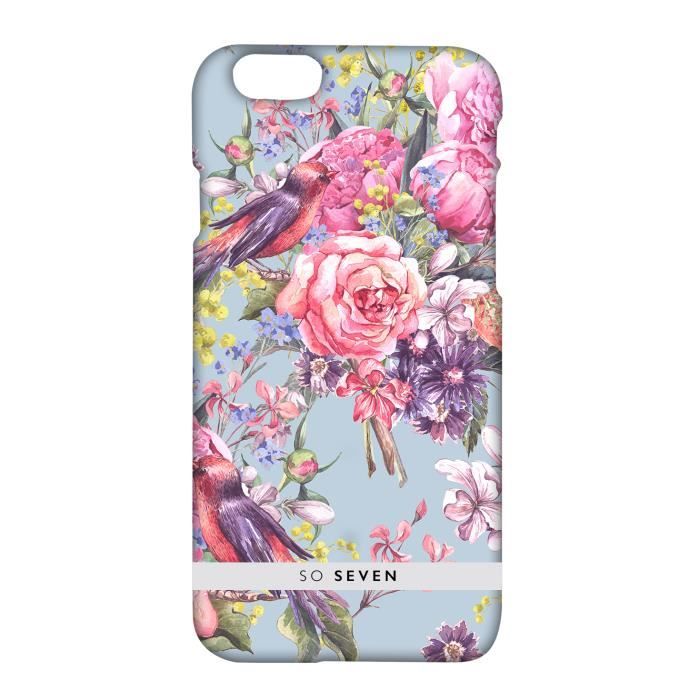 SO SEVEN Coque Summerchic Oiseaux Fond Bleu: Apple iPhone 6 / 6S / 7 / 8