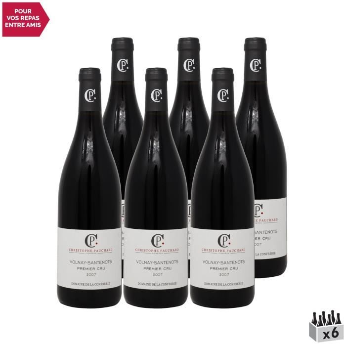 Volnay 1er Cru Santenots Rouge 2007 - Lot de 6x75cl - Domaine Christophe Pauchard - Vin AOC Rouge de Bourgogne