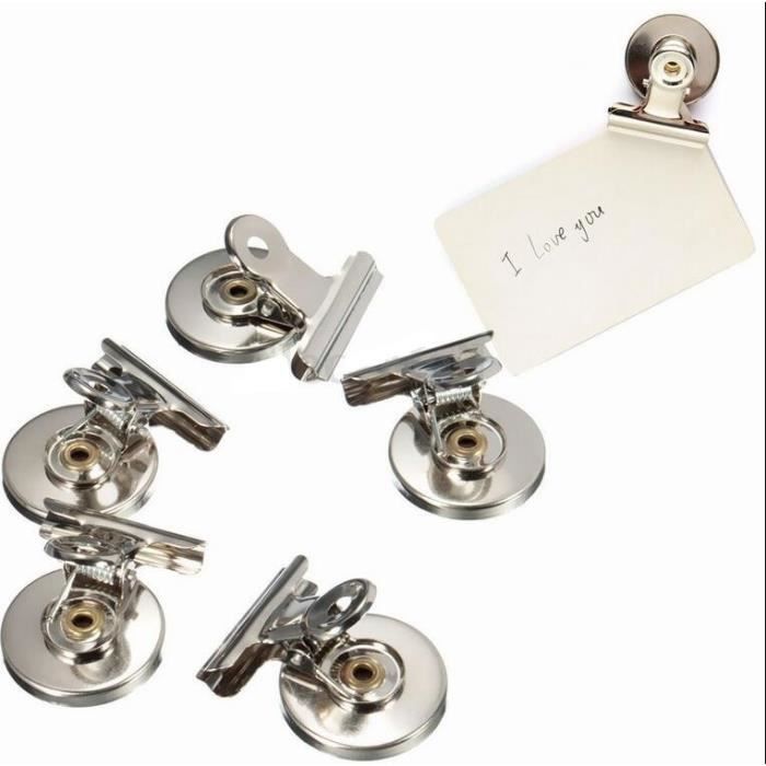 5 pcs Hot Creative Note Base Clip Réfrigérateur 3 cm Aimant Mur Nouveau Support En Argent Chic Mémo