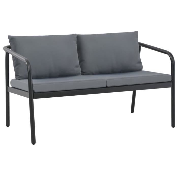 Canapé de jardin à 2 places - Sofa Divan Banquette de jardin Canapé Confortable avec coussins Gris Aluminium