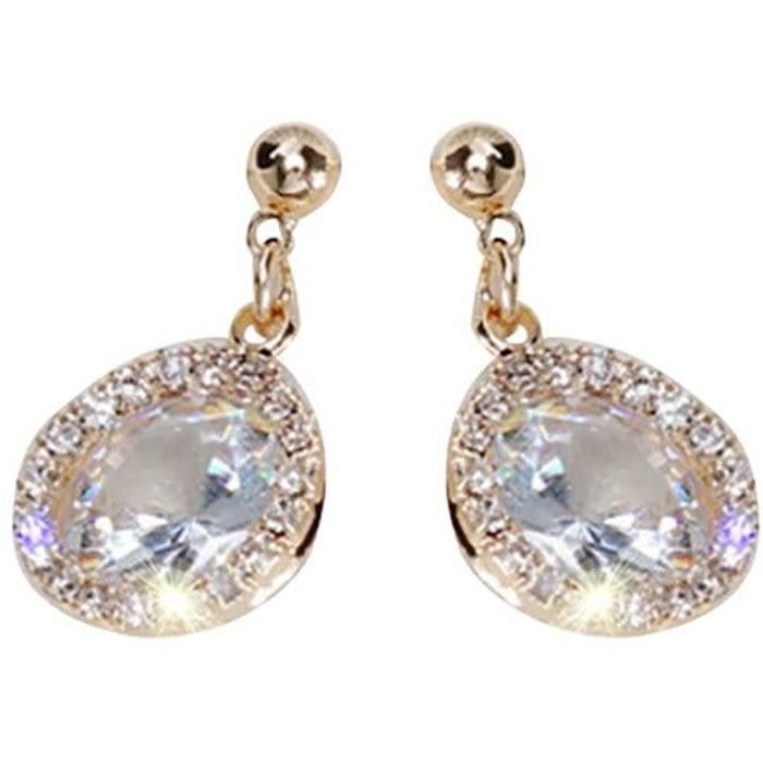 Femme Boucle d'oreille Suspendue pour Les Femmes Ovales Brillant Cristal Boucles d Oreilles Femme exagérées Tempérament  18971