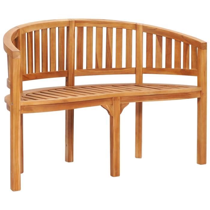 Banc de Jardin Terrasse Style Contemporain Banquette de Jardin Extérieure 2-3 Places à l’Extérieur en forme de banane 120 cm Teck