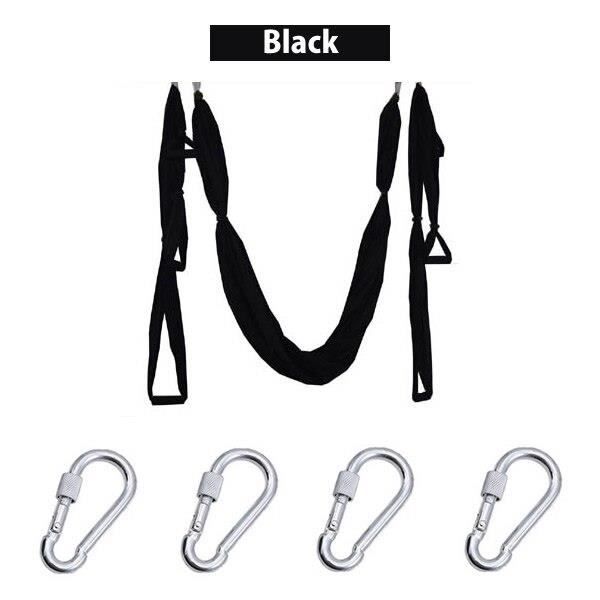 Accessoires Fitness - Musculation,Chaude 6 poignées Anti gravité Yoga hamac trapèze maison gymnastique suspendus - Type Black