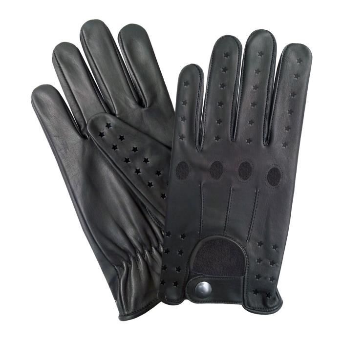 AUTHENTIQUE PAIRE DE GANT EN CUIR NAPPA DE VACHE , MOTORBIKE CONDUCTEUR MODE SUPER FIT ORIGINAL STARS – HOMME , NOIR TAILLE S