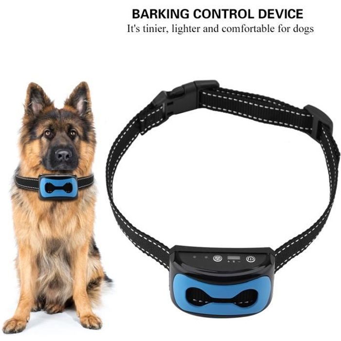 Collier Anti-aboiement pour chien Rechargeable automatique Anti Bark Dog Collar, Écran LCD