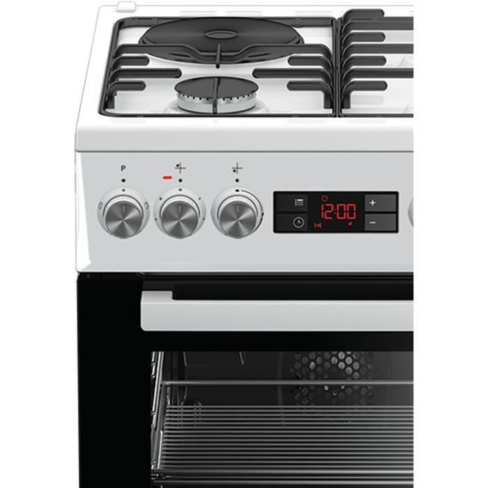 Beko FSE53321DWCS Cuisinière pose libre largeur : 50 cm profondeur : 60 cm hauteur : 85 cm avec système auto-nettoyant classe A…