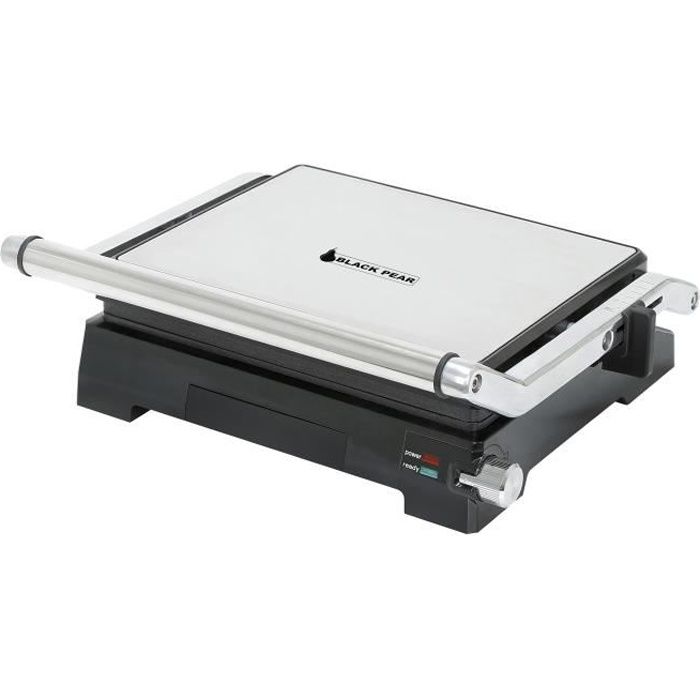 Professionnel Grill Steak + Panini Acier Inox Cuisson Double Face Ouverture A 180° 2000W