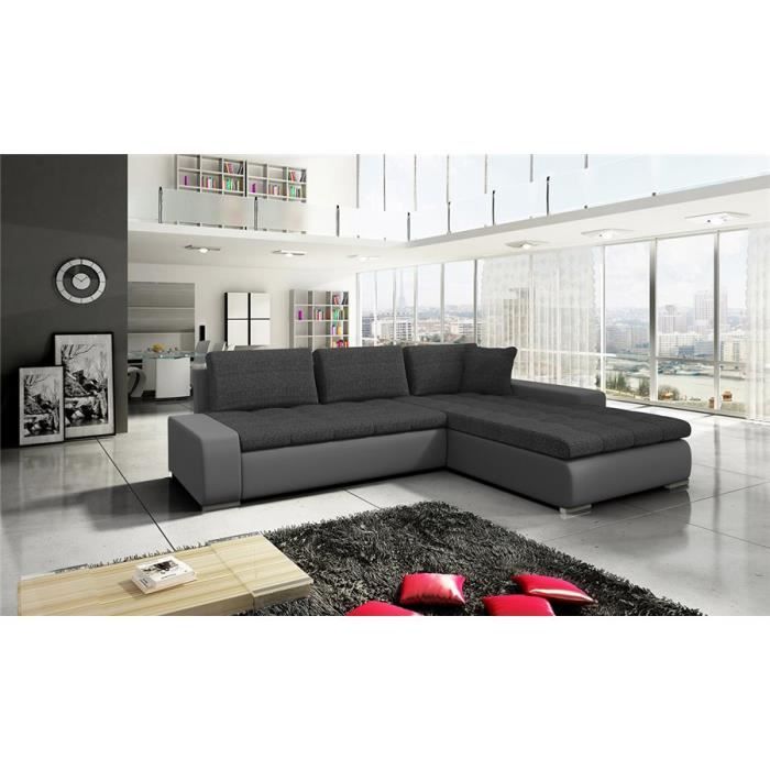 Canapé d'angle convertible Viviane I - Angle droit - noir et gris