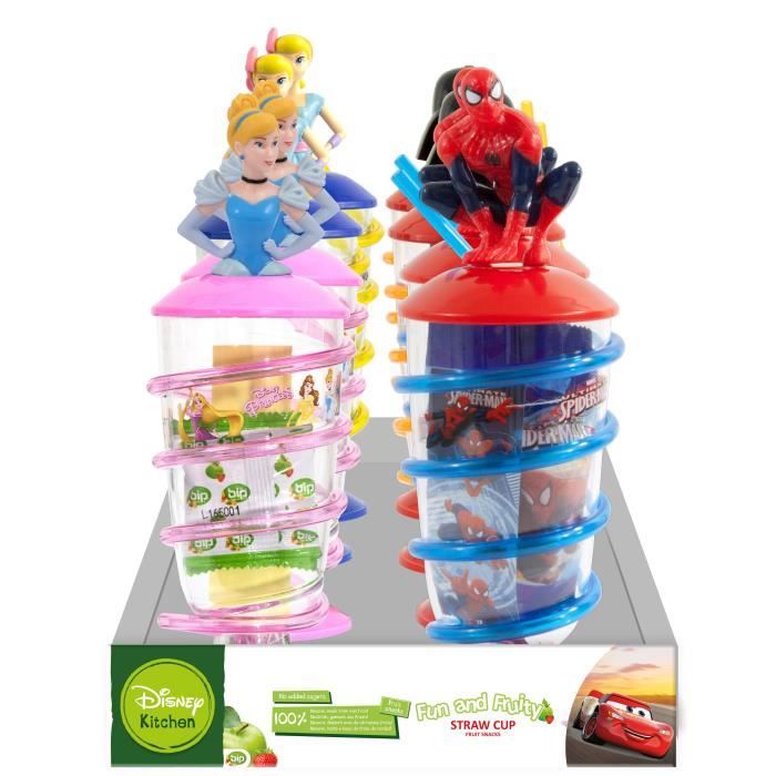 Pack de 8 Gobelet Paille Tourbillon - Disney Mix - Snack pâte de fruits