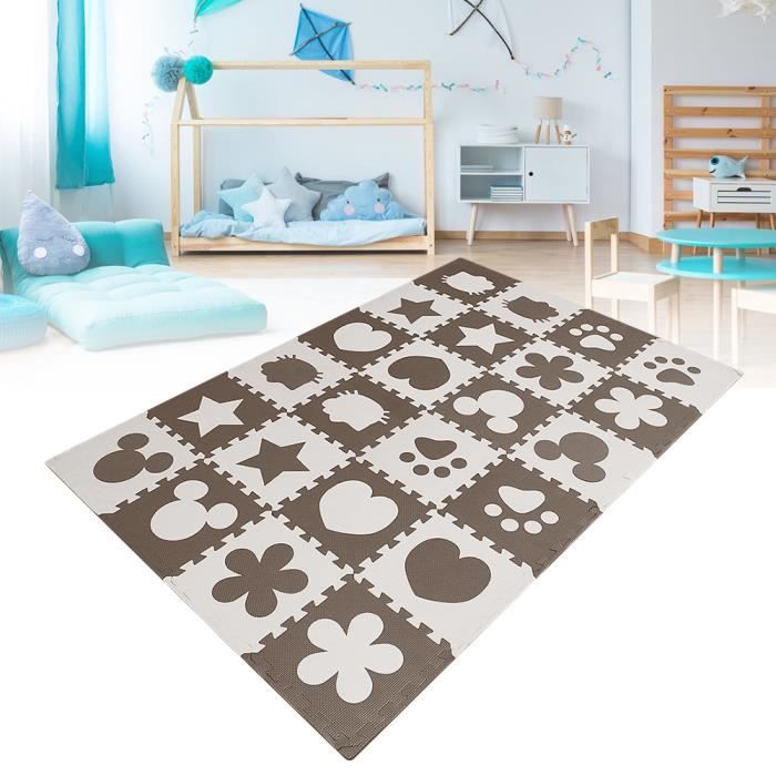 ERROLVES Tapis Puzzle Mousse XL, Grand Tapis d'Éveil et d'Activités, 185 x 120 cm, dès la Naissance, Beige et Café