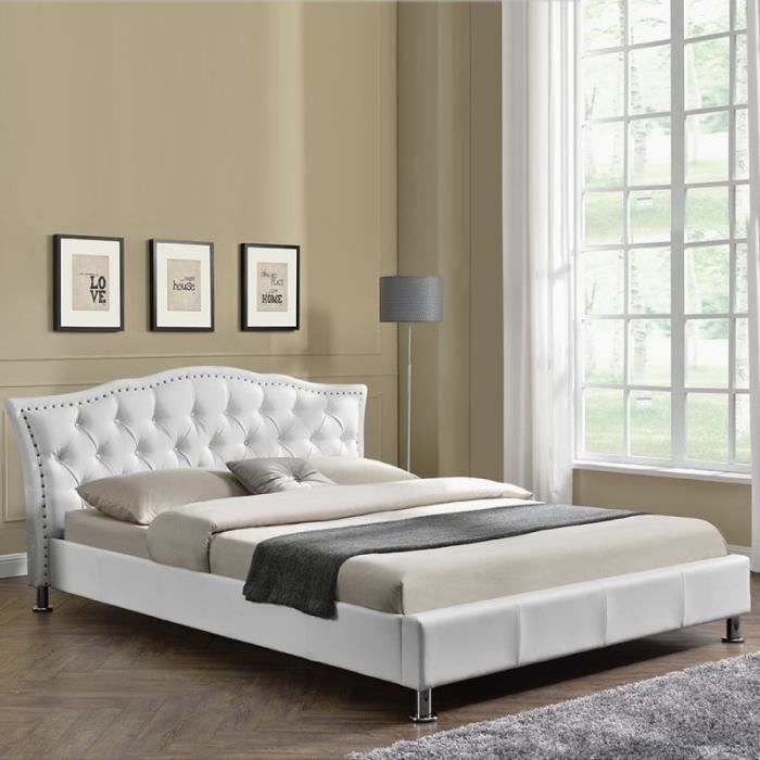Lit capitonné Milano - 140x190 - Blanc
