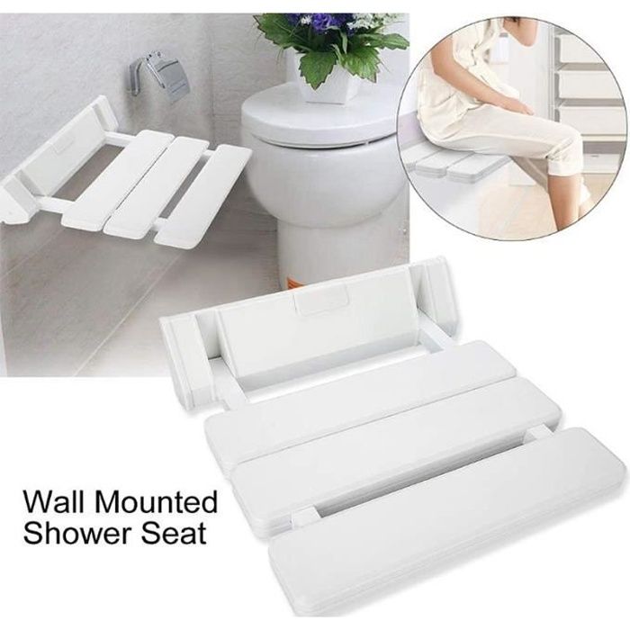 JEOBEST® 130 kg Siège Rabattable Douche Mural Tabouret Pliant Salle de bain Blanc