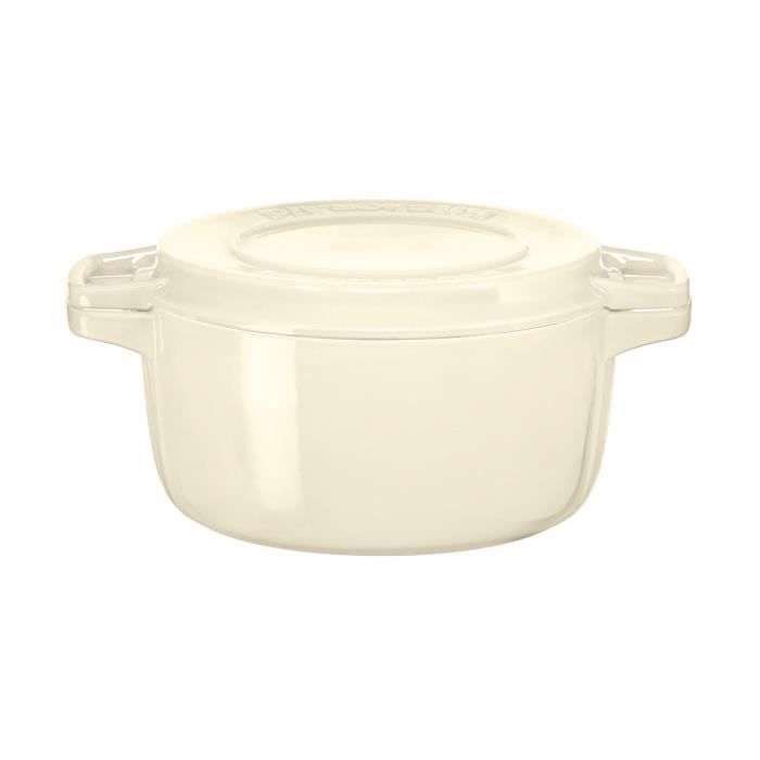 KITCHENAID KCPI40CRAC - Cocotte ronde en fonte - Ø 24 cm - Crème - Tous feux dont induction