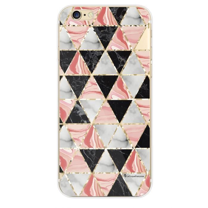 Coque iPhone 6 iPhone 6S rigide transparente Triangles marbre Ecriture Tendance et Design La Coque Francaise