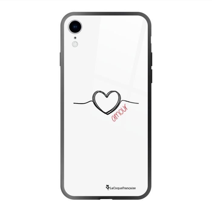 Coque en verre trempé iPhone Xr Coeur Noir Amour Ecriture Tendance et Design La Coque Francaise.
