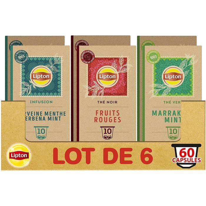 Assortiment De The - 3 Thés Capsules Compatibles Nespresso : Thé Vert Marrakech Mint Infusion Verveine Menthe Noir