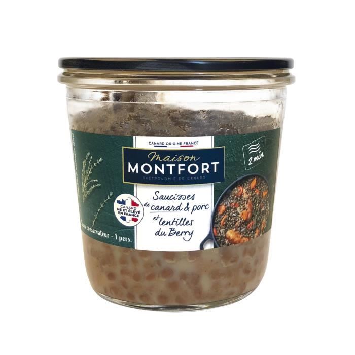 MAISON MONTFORT Saucisses fines de canard et aux lentilles - 320 g