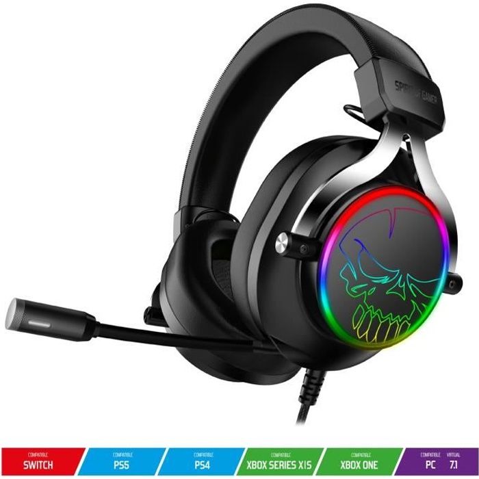 Casque audio gamer RGB XPERT H600 7.1 Virtuel compatible PC, Switch, PS5 / PS4, XBOX SERIES X-S / XBOX ONE