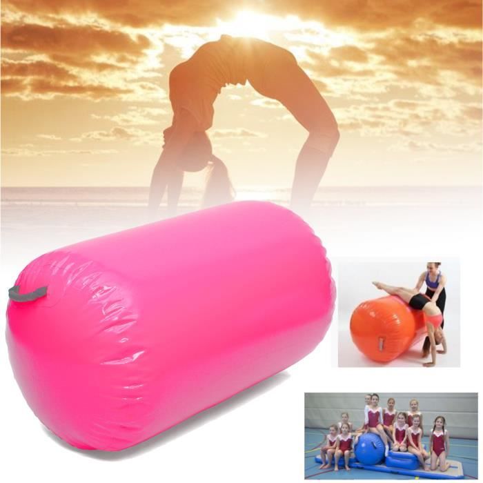 TEMPSA 100CM*65CM Gonflable Air Rouleau Home Training Gymnastique Pr Fitness Sport GYM Rose